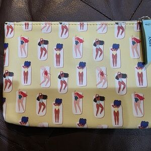 ipsy Yellow Cosmetic Bag with Red and Blue Design